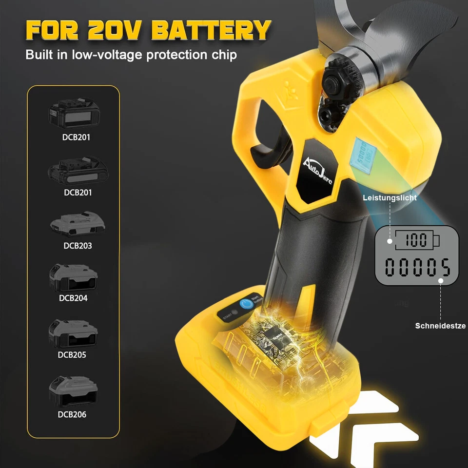 Tijeras de Podar Eléctricas Inalámbricas para Batería Dewalt 20V, Podadora Portátil Jardín Foto 4 de 4