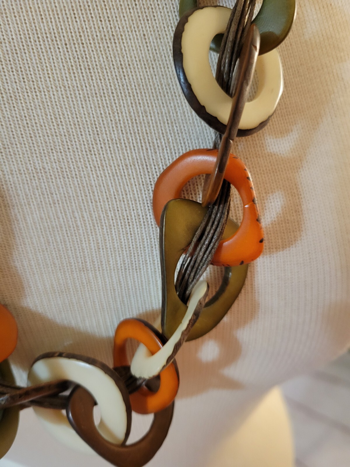 Multi Colored Geometric Shaped Ring With Leather … - image 3