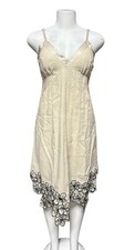 Stella Forest Floral Embroidered Dress Cream Sleeveless Casual Summer Dress M