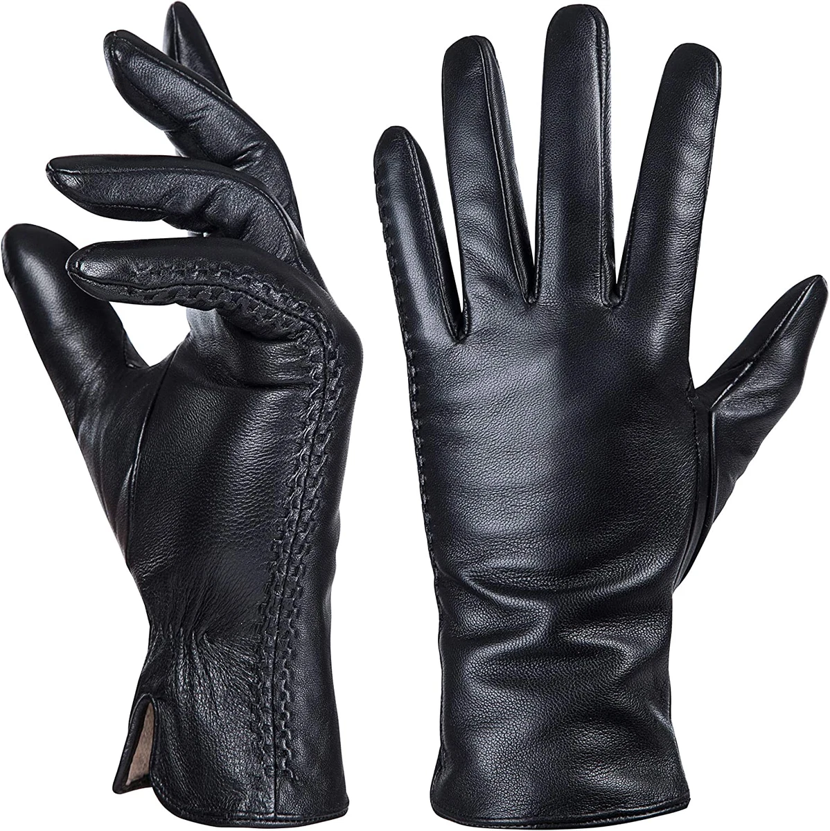 Genuine Sheepskin Leather Gloves for Women Winter Warm