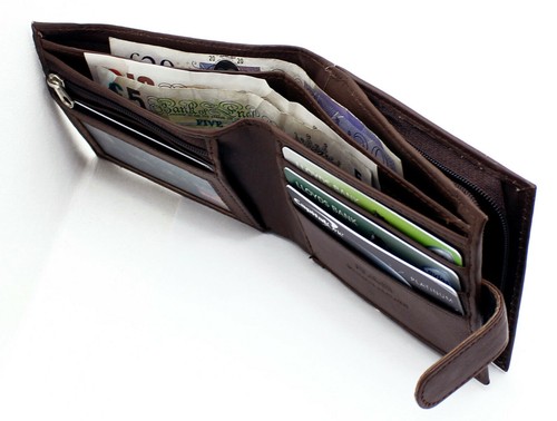 Para hombres BLOQUEO RFID Billetera de Cuero Real con Cremallera Moneda Bolsillo Bolsa de Identificación Ventana 42 Marrón - Imagen 5 de 7