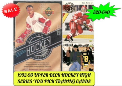1992-93 UPPER DECK HOCKEY HIGH SERIES Vets & RC Cards You Pick/Choose #320-640