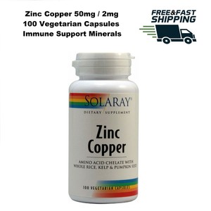 Solaray Zinc Copper 50mg / 2mg 100 Vegetarian Capsules ...