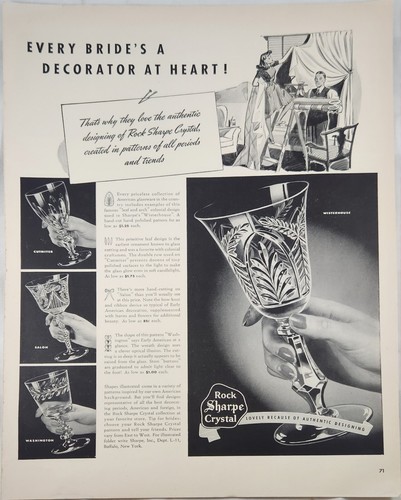 1941 Rock Sharpe Crystal Vintage Ad 14 x 10 decorator at heart