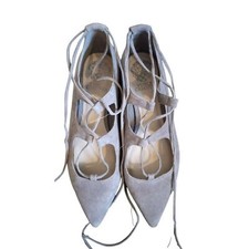 Vince Camuto Leather Suede Tan Mary Jane point toe tie up flats