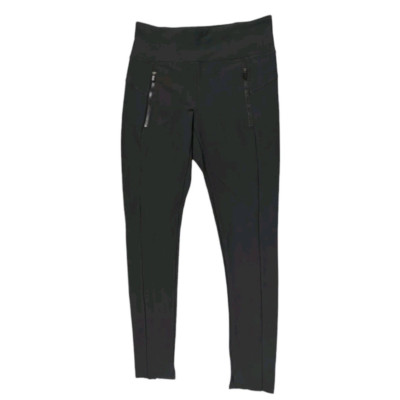 Athleta Stellar Tight Women's Size XS Black Commute Work Leggings Zip Cuff EUC