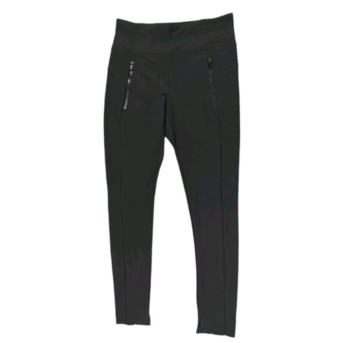 Athleta Stellar Tight Women's Size XS Black Commute Work Leggings Zip Cuff EUC