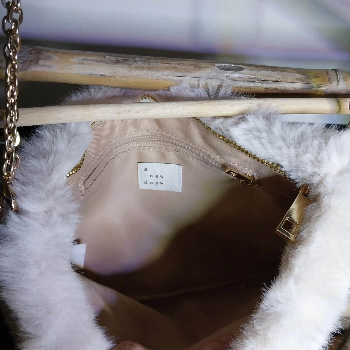 White fur sales purse