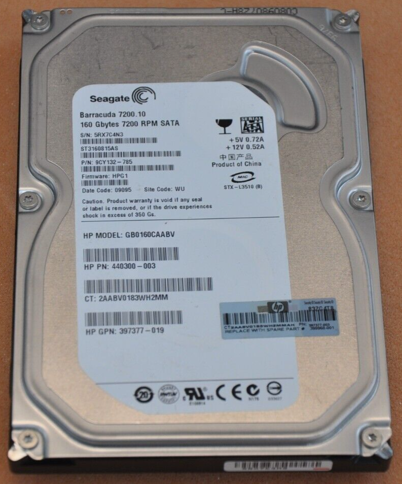 Seagate ST3160815AS PN 9CY132-785 FW HPG1 160GB SATA 3.5 Internal Hard Drive