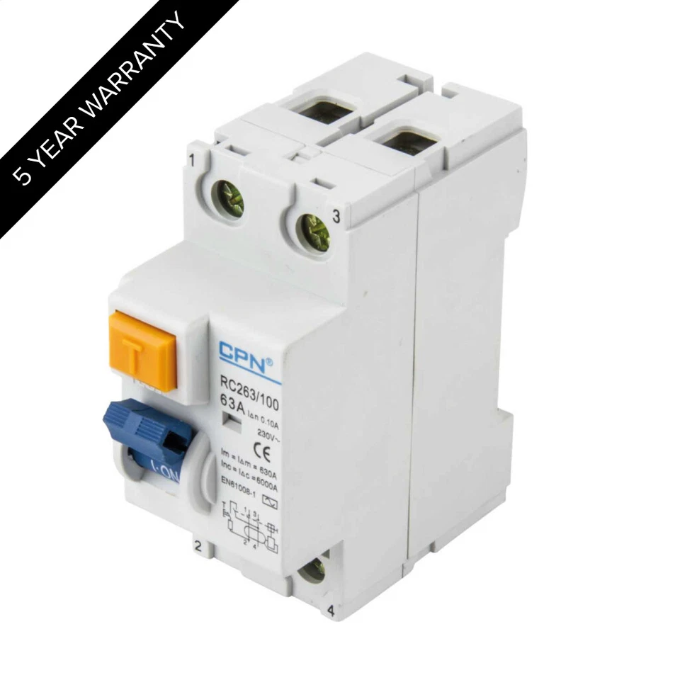 CPN Cudis 63A 2 Pole 100mA RCD - RC263/100A