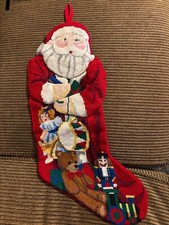 Fabulous Needlepoint Christmas Stocking Santa with Toys 24"