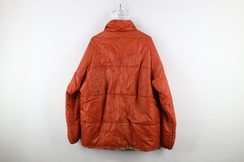 Vtg 70s Streetwear Mens XL Distressed Full Zip Winter Puffer Jacket Orange USA - Picture 15 of 17