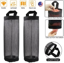 2× Grocery Plastic Garbage Bag Holder Dispenser Hanging Mesh Trash Organizer US