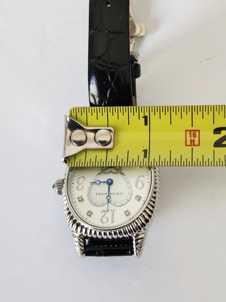 NUEVO Reloj Judith Ripka Diamante MOP Plata Esterlina Correa de Cuero Necesita Batería Foto 4 de 4