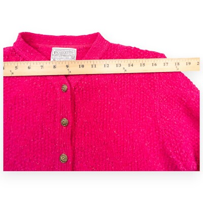 Pendleton Cardigan Sweater Virgin Wool Knit Button Front Pink Sz
