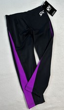 New GK Elite CAPRI LEGGINGS Gymnastics BLACK PURPLE Leotard PANTS Girl Tights AS
