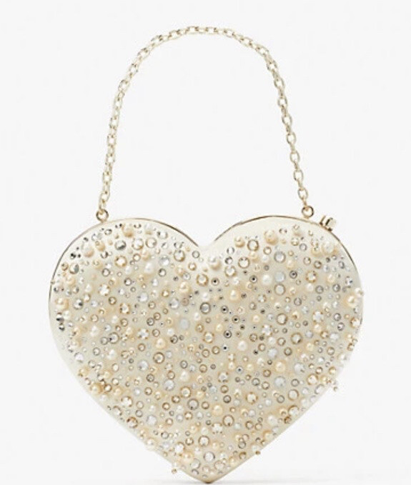 Kate Spade Bridal 3d Embellished Heart Shaped Clutch New 2022 | eBay