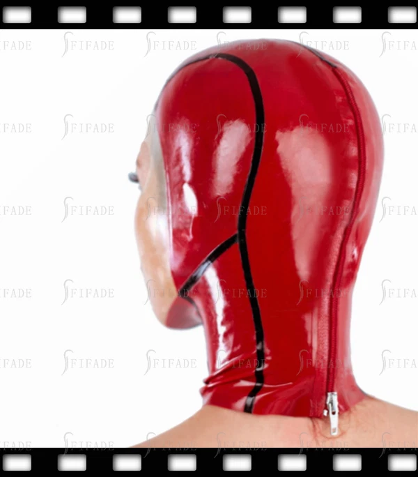 Latex Hoods Mask Transparent Face Black Trims Red Hot Customized Unique .4mm a18 - Image 3 of 4
