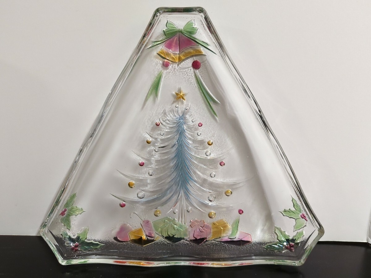 Mikasa Tinted Christmas Tree Clear Crystal Glass Candy Dish Plate
