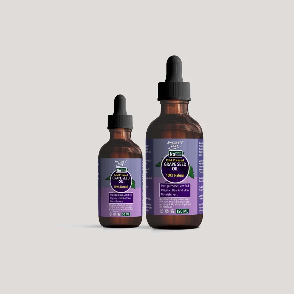 NATURE'S TAKE GRAPESEED OIL 100% Pure Organic Natural Cold Pressed Unrefined Skin Hair Face UK