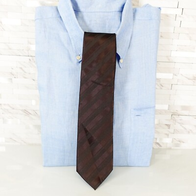 #ad Repp Stripe Oxford Neck Tie Mens Brown Dark Narrow BRICK HOUSE Tokyo Shirts $10.55