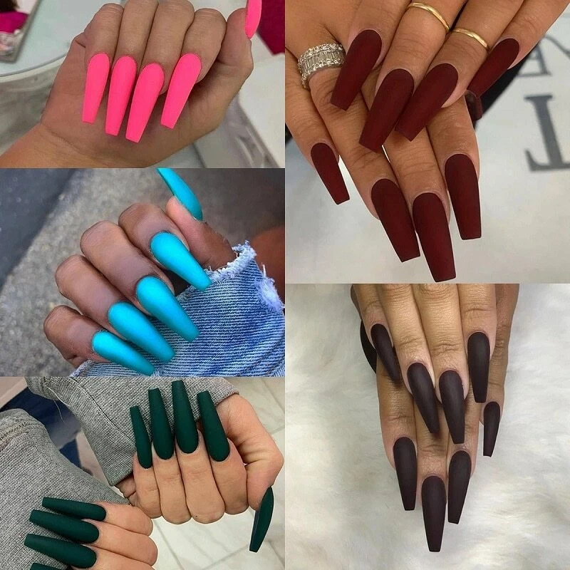 Matte Fake Nails Long Ballet Artificial Press On Nail Tips