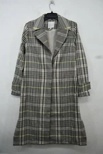 Avec Les Filles Womens Plaid Notch Collar Trench Coat Long Sleeve Woven Padded M