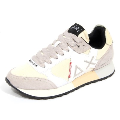 H3168 sneaker donna SUN 68 UNCLE JAKI women leather/fabric off white shoes