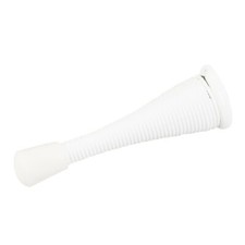 3" White Spring Screw-On Door Stop With Rubber Tip Cap Doorstop Baseboard