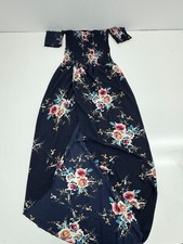 Womens Dark Blue Floral Print Off Should Dress Size Medium