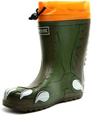 Regatta Great Outdoors Kids' Mudplay Animal Wellies Dark Khaki Rusty Orange  UK