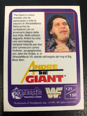 ANDRE THE GIANT WWF MERLIN 1991 TRADING CARDS WRESTLING #121 NEAR