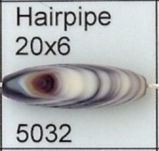 5032 Hairpipe 20x6 purple Wampum Bead quahog