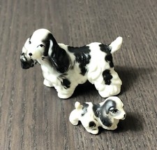 2 Vintage Bone China Japan Springer Spaniel Miniature Dog Figurines