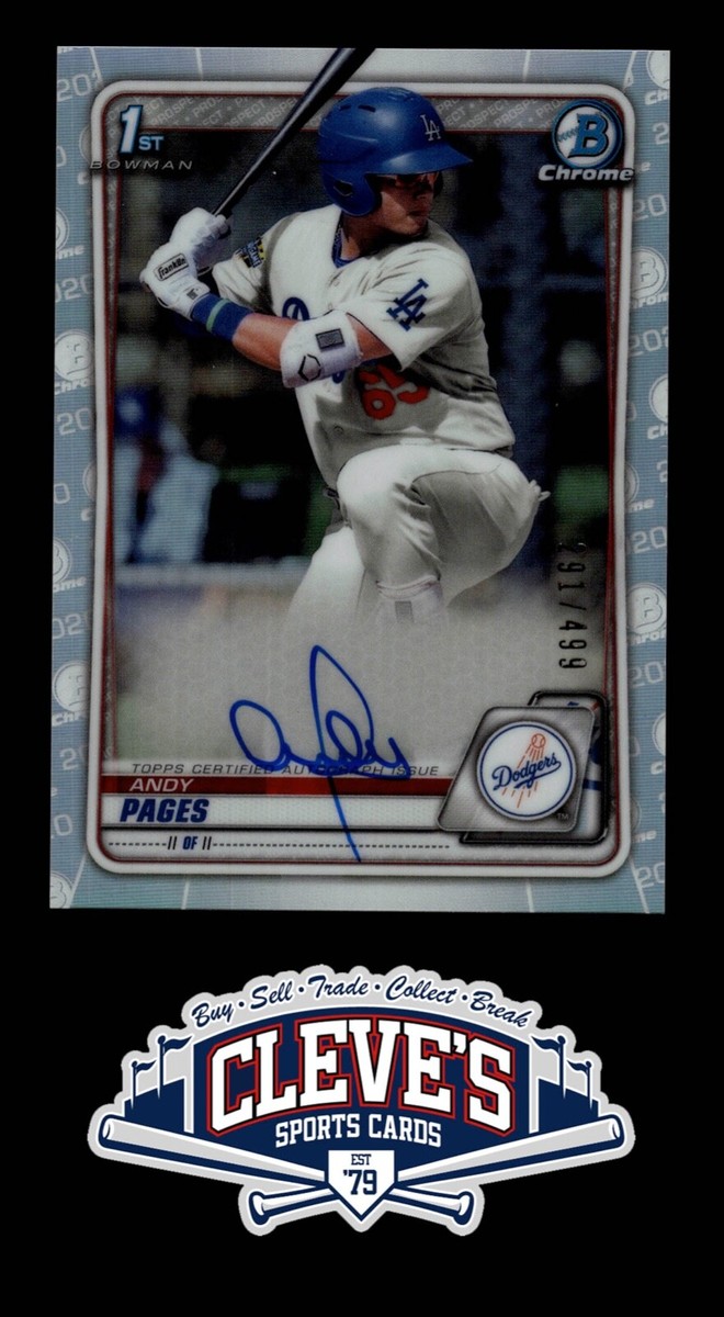 2020 BOWMAN CHROME ANDY PAGES AUTO 291/499 REFRACTOR LOS ANGELES 