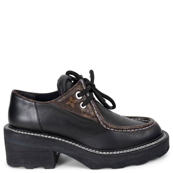 73112 Original Louis Vuitton Schwarz Leder 2019 BEAUBOURG Derby Schuhe 38