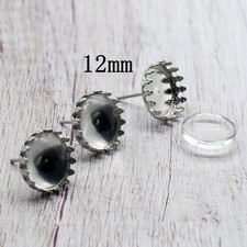 36PCS Stainless Steel ROUND Stud Earrings Setting Fit 12mm Cab LSE22