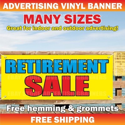 RETIREMENT SALE Advertising Banner Vinyl Mesh Sign Retiring holiday discount fix