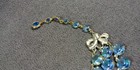 Blue 3 Strand 1950s Rhinestone Choker Necklace Vintage Jewelry Unknown 13 Inch — photo 5