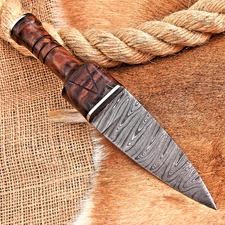 Custom Hand Made Forged Damascus Steel Dagger Boot Knife HH 221