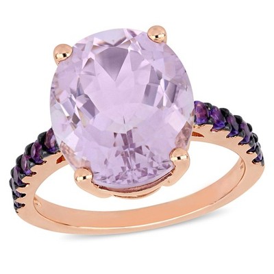 Cocktailring Amour Rose vergoldet Sterlingsilber Amethyst und Rose de France