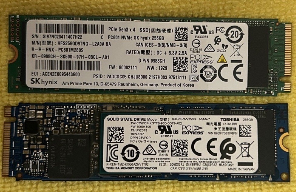 Toshiba/Hynix NVMe m.2 SSD 256gb