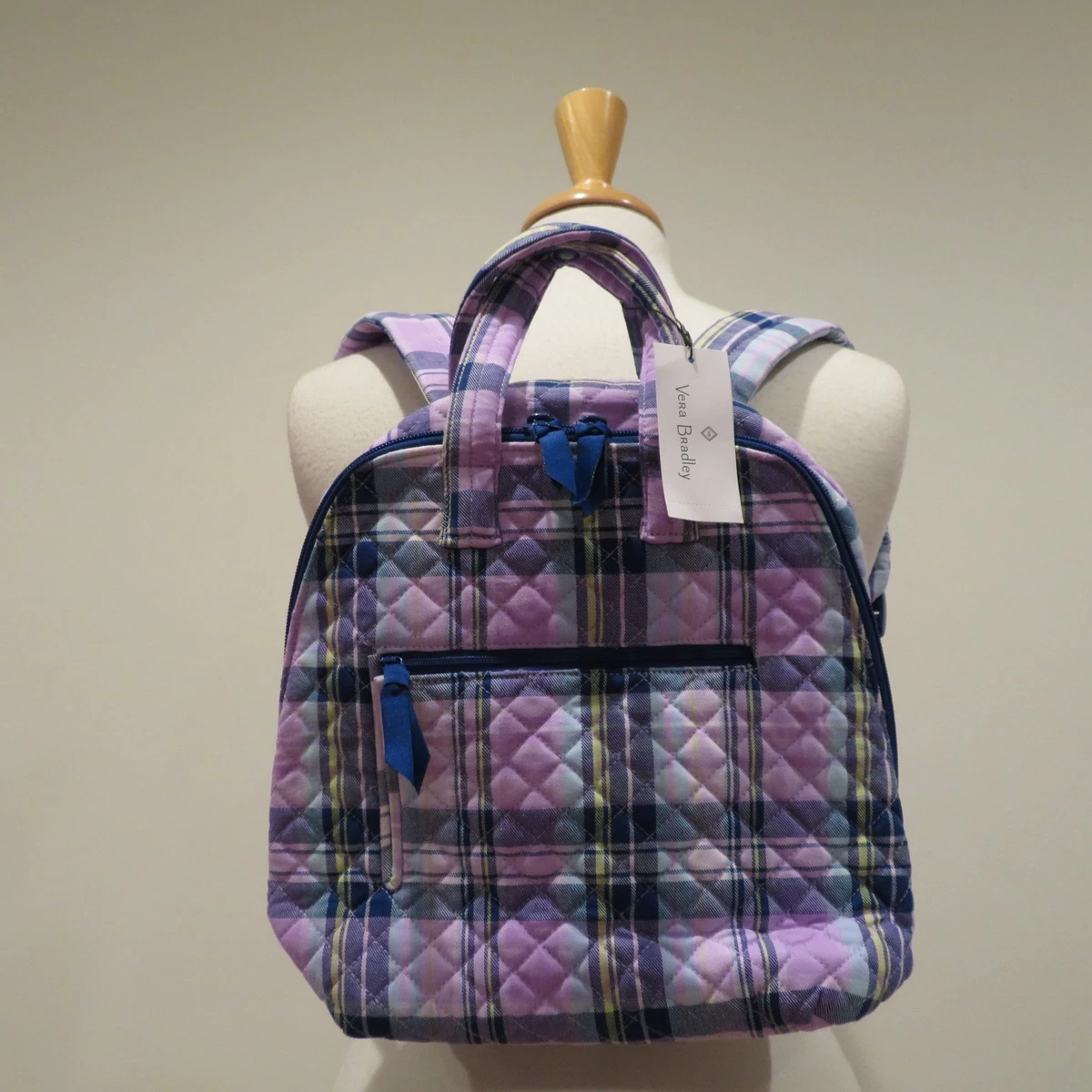 Vera Bradley Convertible Small Backpack Paris Plaid NWT Quilted Bag Vintage Vera Bradley Raspberry Fizz Paisley & Pink Plaid  main image 3
