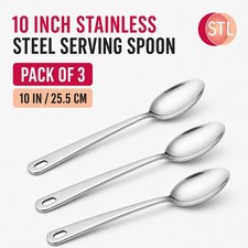 STAINLESS STEEL CATERING SERVING SPOON CUTLERY DINING TOOL 10" INCH - PACK OF 3