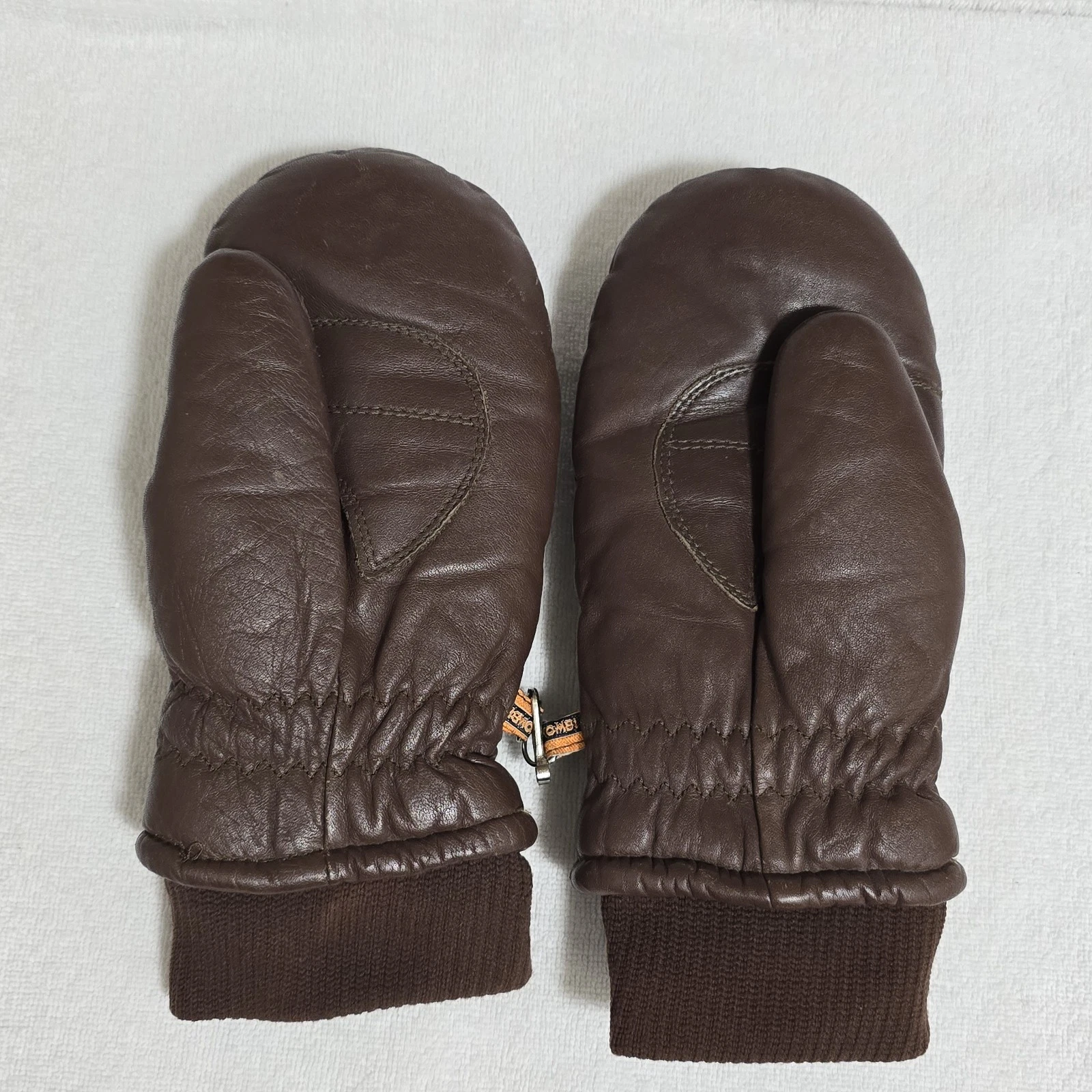 Vintage Kombi Leather Down Mittens Women's L Maroon Snowboard Ski Gloves 1970s