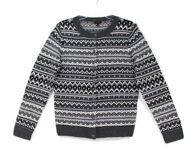 Talbots Fair Isle Cardigan Womens M Lambswool Blend Nordic Button Sweater