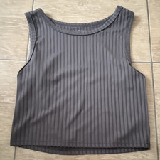 SheIn Damen Crop Top Tanktop grau gerippt ges...
