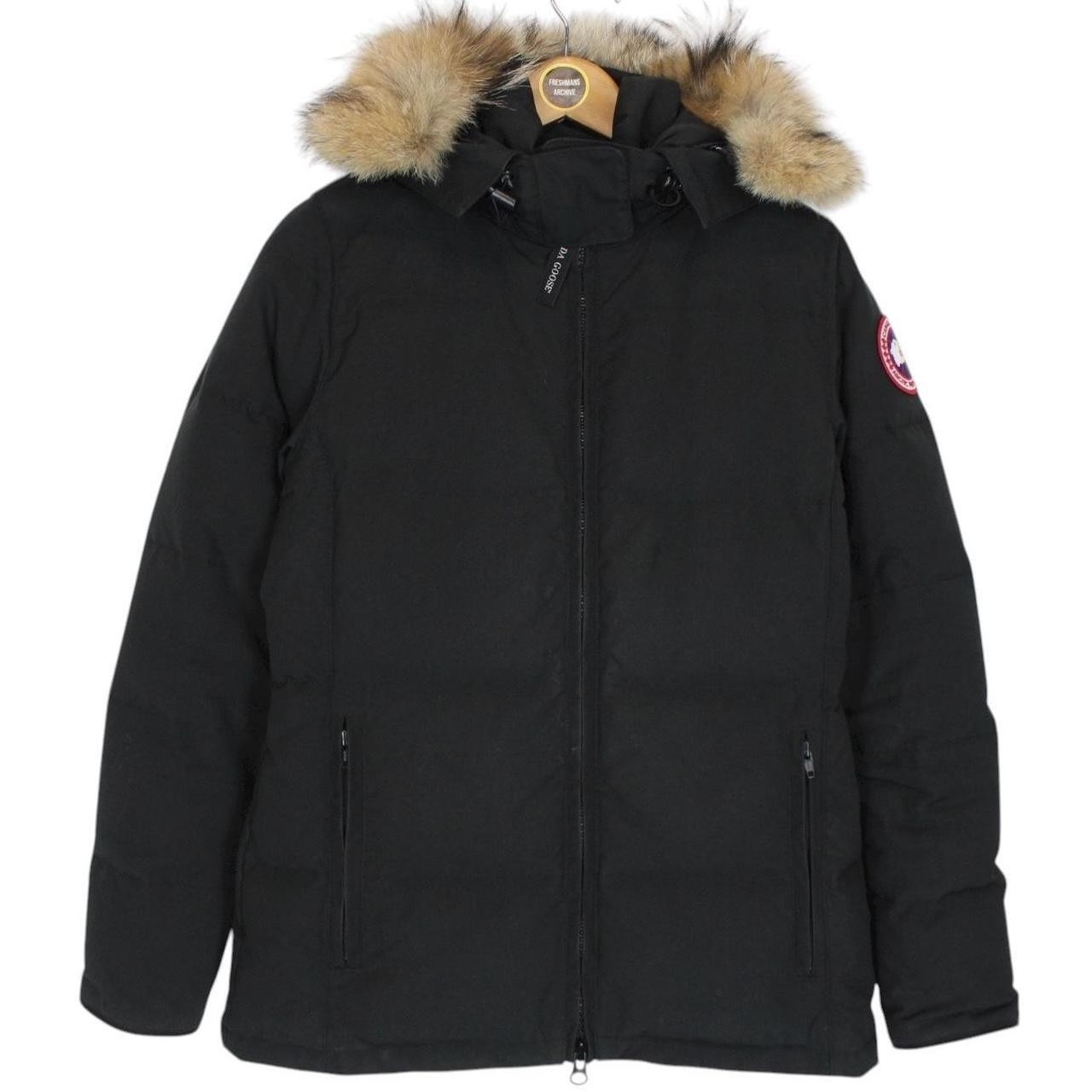 Canada Goose Black Chelsea Parka Heritage Down Jacket with Fur Trim