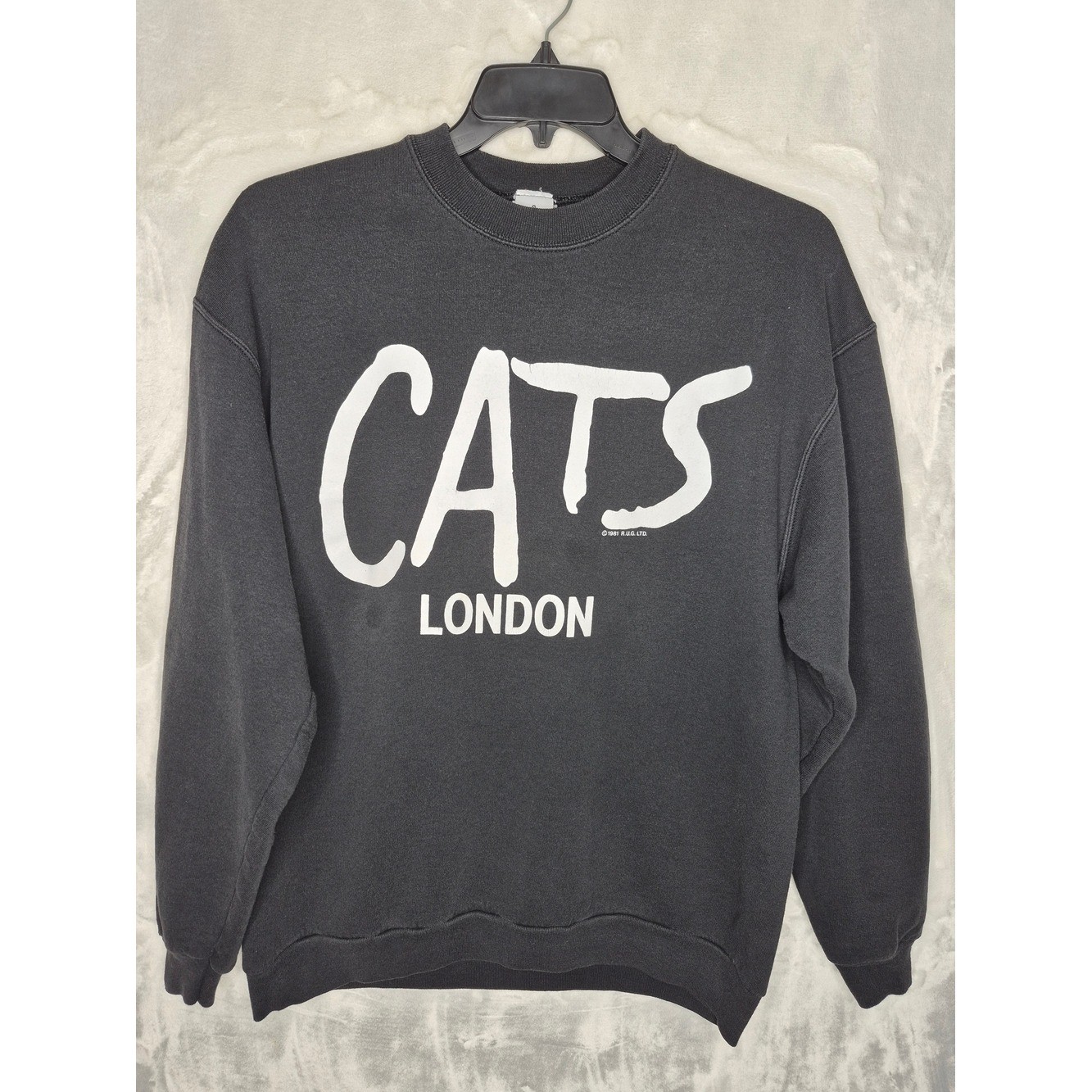 Vintage 1981 Cats The Musical London Graphic Sweatshirt Black Mens XL