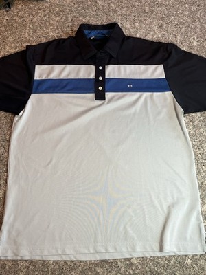 Travis Matthew Gray Blue And Black Color Block Golf Polo Men s Size XL